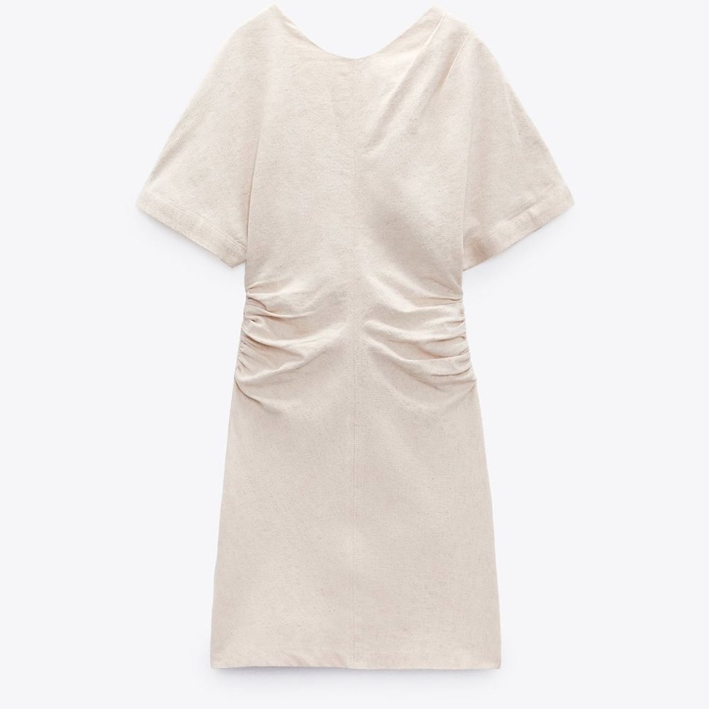 ZARA Linen Blend Twist Short Dress